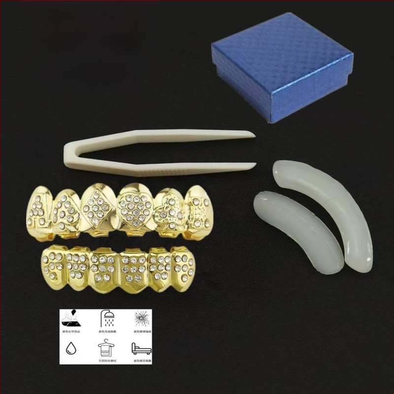Zubné šperky na kostým - zliatina, elektroplating, kreslený štýl, čerstvý a sladký dizajn, jar 2025