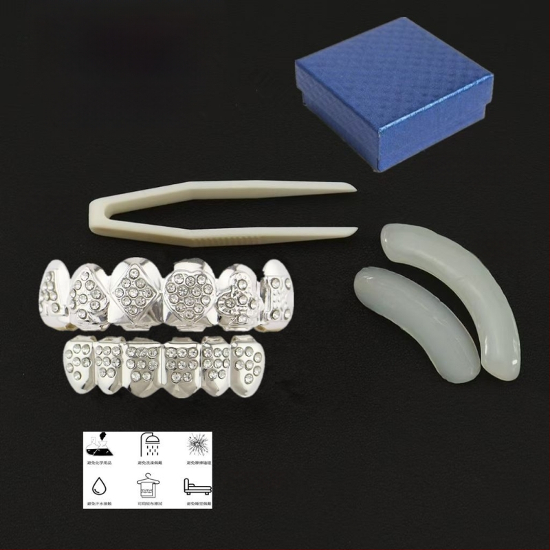 Zubné šperky na kostým - zliatina, elektroplating, kreslený štýl, čerstvý a sladký dizajn, jar 2025