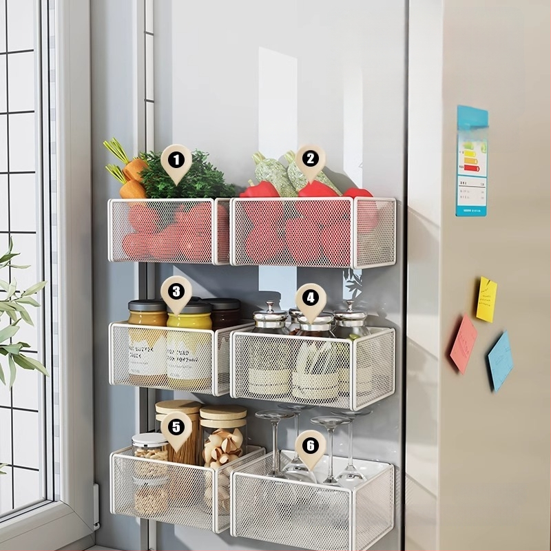 Köögikülje magnetiline riiul koos riputatava korviga, 1 kiht, reisidel hoiustamiseks, paigaldus vajalik