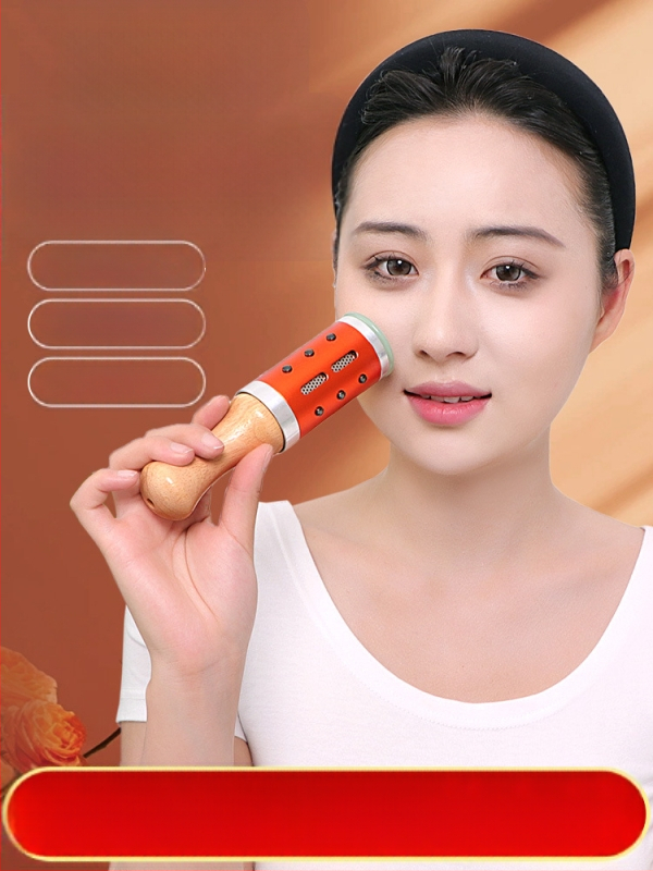 Prenosná masážna tyč / masážny kladivo – zariadenie z jadeitu+kov+drevo, Yu xi tang, 300 g, pre fitness a krásu