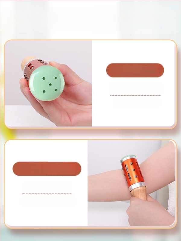 Prenosná masážna tyč / masážny kladivo – zariadenie z jadeitu+kov+drevo, Yu xi tang, 300 g, pre fitness a krásu