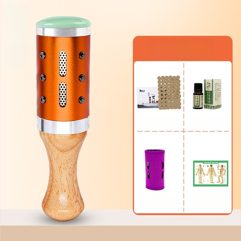 Prenosná masážna tyč / masážny kladivo – zariadenie z jadeitu+kov+drevo, Yu xi tang, 300 g, pre fitness a krásu