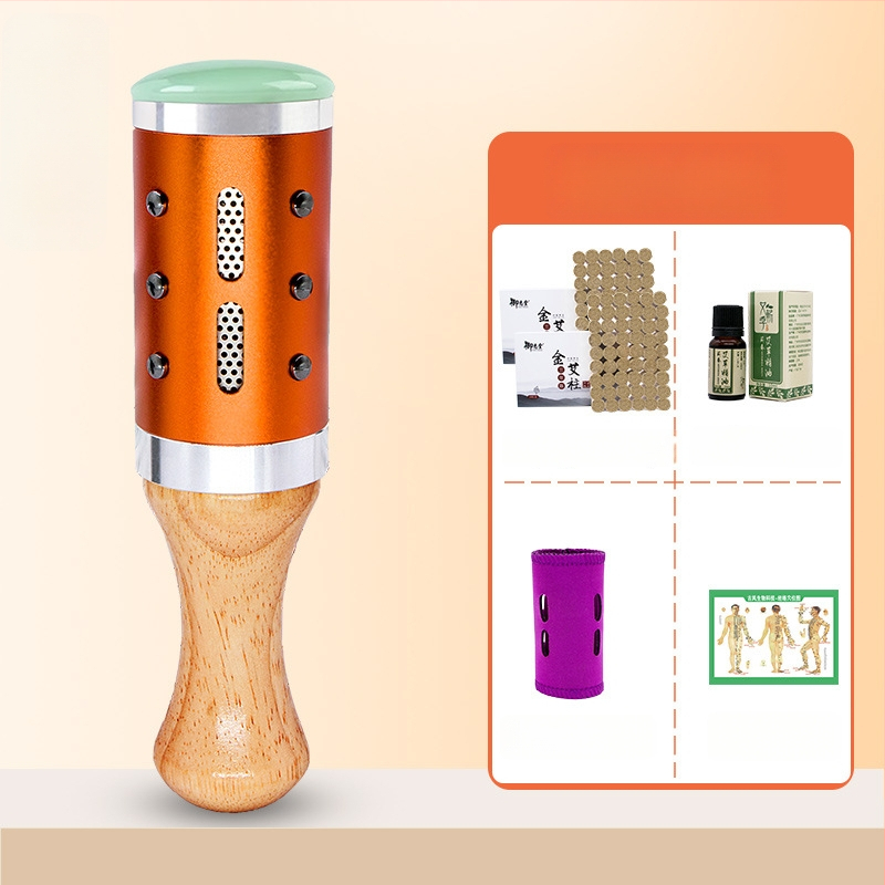 Prenosná masážna tyč / masážny kladivo – zariadenie z jadeitu+kov+drevo, Yu xi tang, 300 g, pre fitness a krásu