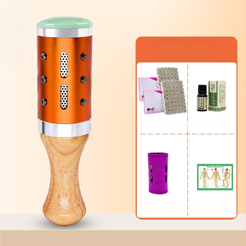 Prenosná masážna tyč / masážny kladivo – zariadenie z jadeitu+kov+drevo, Yu xi tang, 300 g, pre fitness a krásu