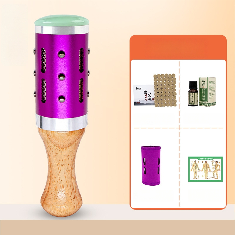 Prenosná masážna tyč / masážny kladivo – zariadenie z jadeitu+kov+drevo, Yu xi tang, 300 g, pre fitness a krásu