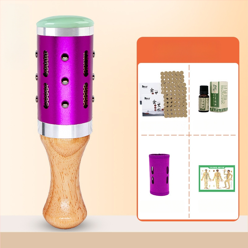 Prenosná masážna tyč / masážny kladivo – zariadenie z jadeitu+kov+drevo, Yu xi tang, 300 g, pre fitness a krásu