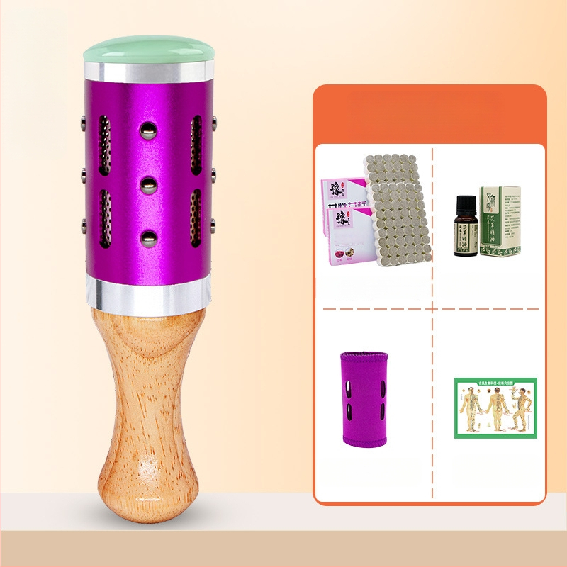 Prenosná masážna tyč / masážny kladivo – zariadenie z jadeitu+kov+drevo, Yu xi tang, 300 g, pre fitness a krásu