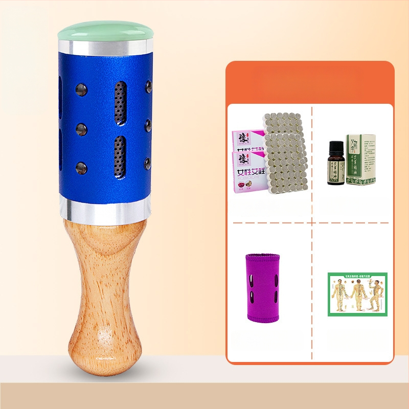 Prenosná masážna tyč / masážny kladivo – zariadenie z jadeitu+kov+drevo, Yu xi tang, 300 g, pre fitness a krásu