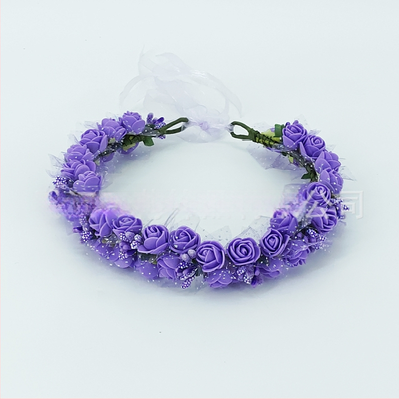 Ručne vyrobená diadéma s PE kvetmi – kórejský štýl, svieži a sladký, pre ženy
