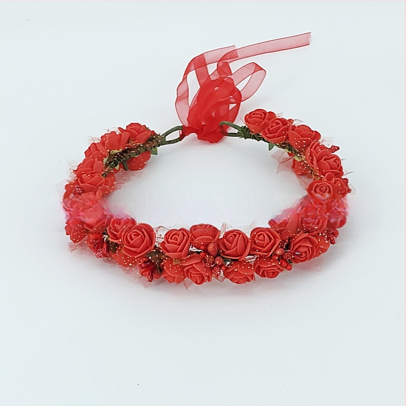 Ručne vyrobená diadéma s PE kvetmi – kórejský štýl, svieži a sladký, pre ženy