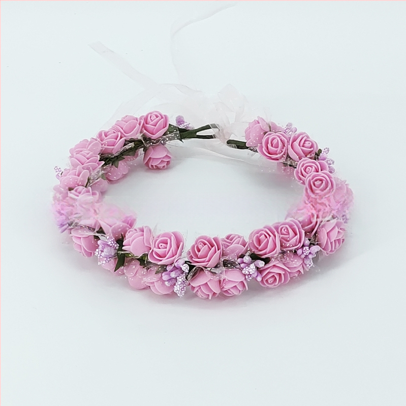 Ručne vyrobená diadéma s PE kvetmi – kórejský štýl, svieži a sladký, pre ženy