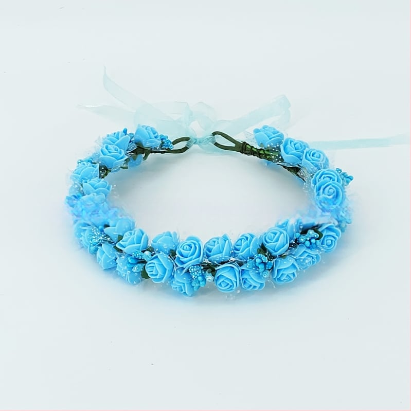 Ručne vyrobená diadéma s PE kvetmi – kórejský štýl, svieži a sladký, pre ženy