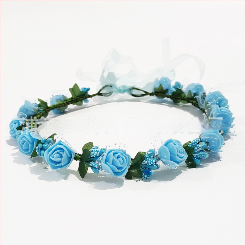 Ručne vyrobená diadéma s PE kvetmi – kórejský štýl, svieži a sladký, pre ženy