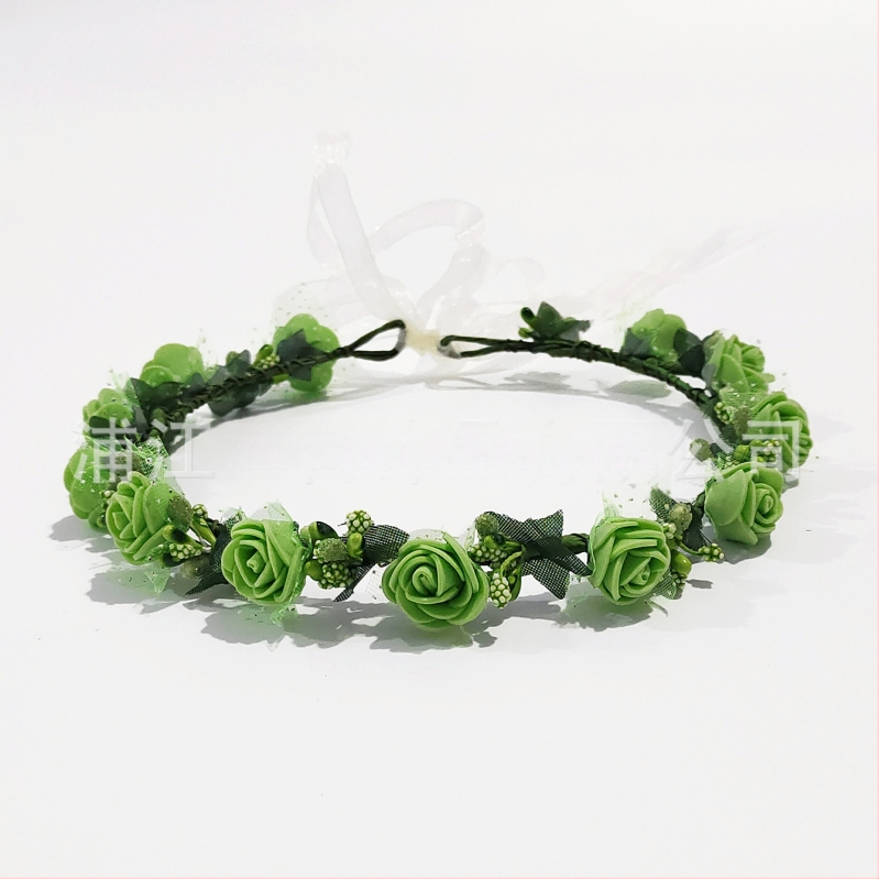 Ručne vyrobená diadéma s PE kvetmi – kórejský štýl, svieži a sladký, pre ženy