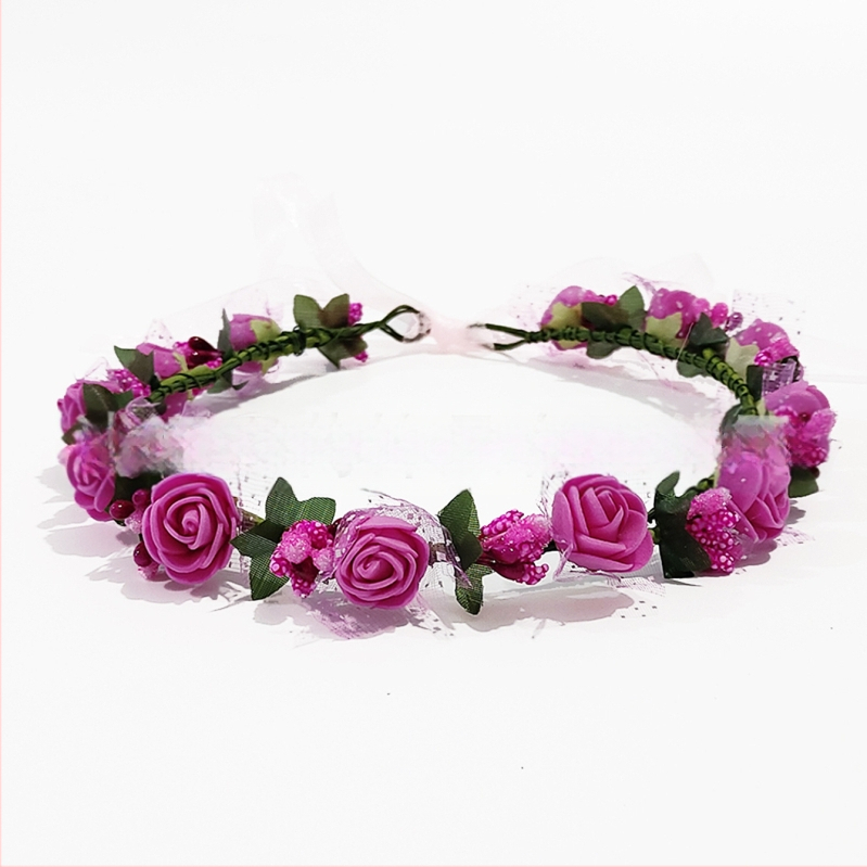 Ručne vyrobená diadéma s PE kvetmi – kórejský štýl, svieži a sladký, pre ženy