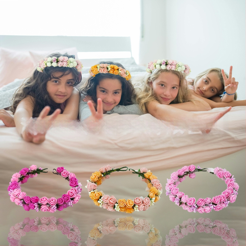 Ručne vyrobená diadéma s PE kvetmi – kórejský štýl, svieži a sladký, pre ženy