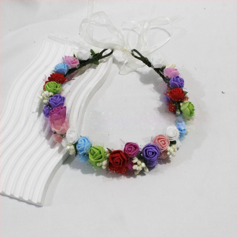 Ručne vyrobená diadéma s PE kvetmi – kórejský štýl, svieži a sladký, pre ženy