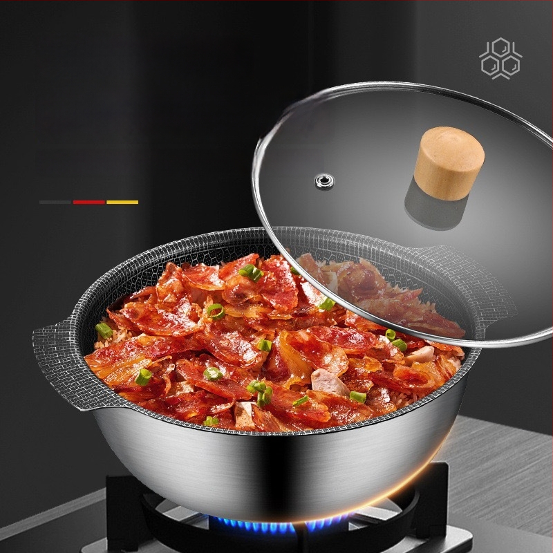 Nerezová miska na polievku zo série 400, objem 1,1–2 L, nepriľnavý povrch, sklenený pokrievka, vhodná pre všetky varné dosky