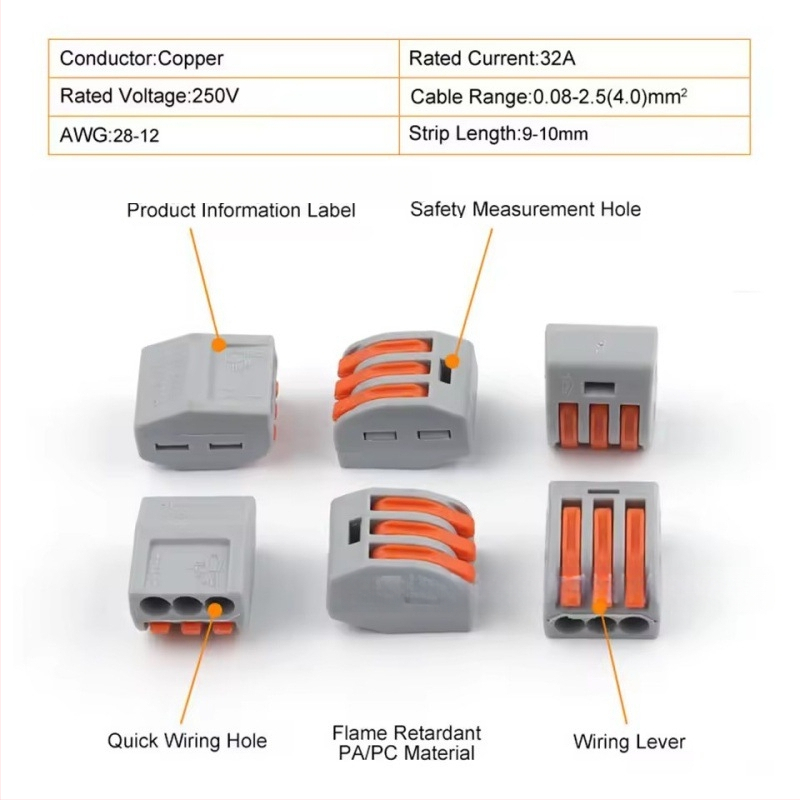 Yueyue Wins súprava terminálnych blokov PCT-212/213/215, 60 kusov pre elektrikárov