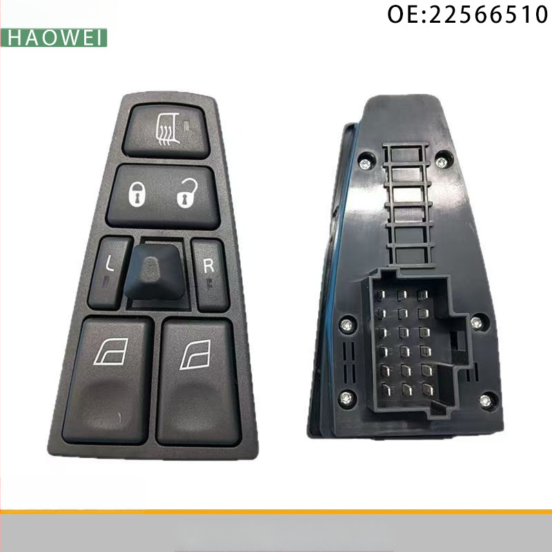 Elektrický spínač regulátora okien na dverách pre Volvo nákladné vozidlo 24V, model 22566510, ABS+elektronika, doba zdvihu 5 sekúnd