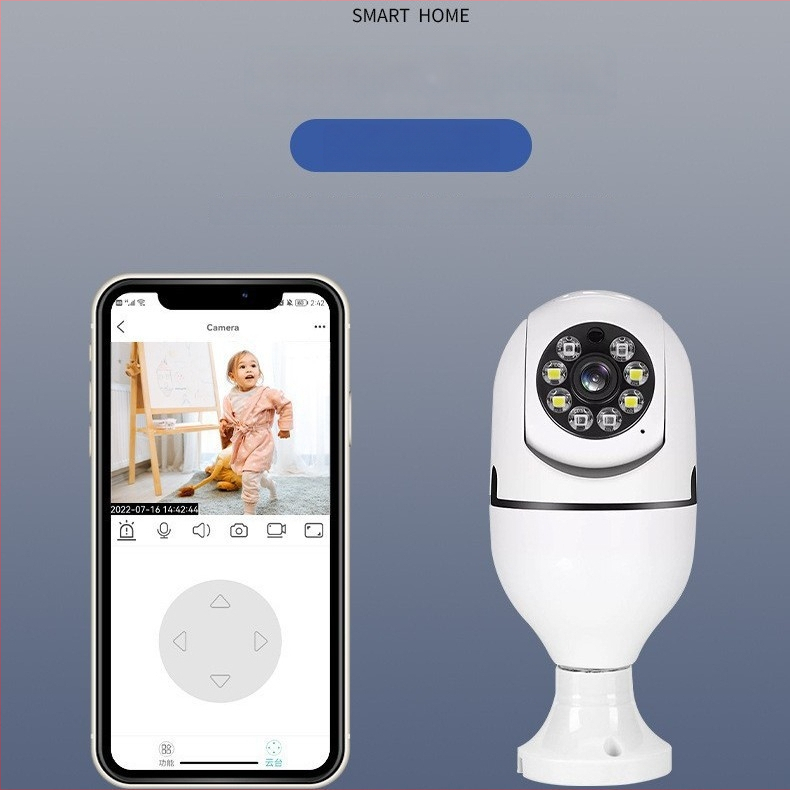 Šviestuvo lemputės kamera 360° WiFi, vidaus naudojimui, 1080p, 3.6mm plačiaekrė objektyvas, 1 kamera, įspėjimo aptikimas, mobiliosios programėlės palaikymas