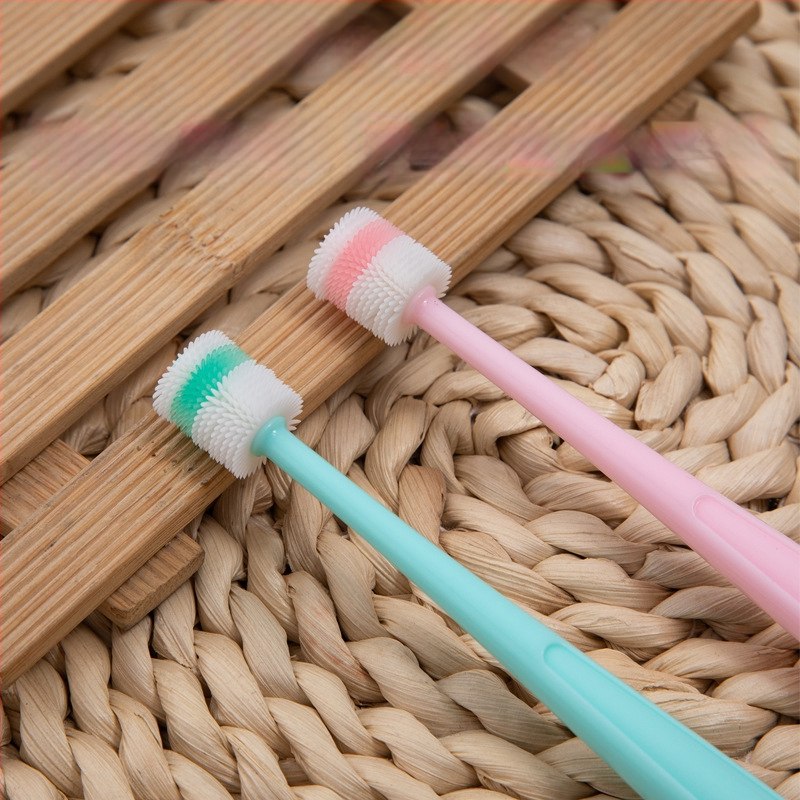 Aishukou detská kefka na zuby s 360° silikónovou hlavou, ručná, mäkké štetinky, krabica 400 kusov