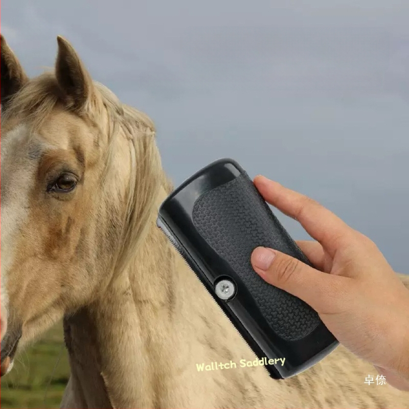 Sada starostlivosti o koně: odstraňovač potu, hrebeň na tenké chlpy, štetec, hrebeň, brúsna kefka