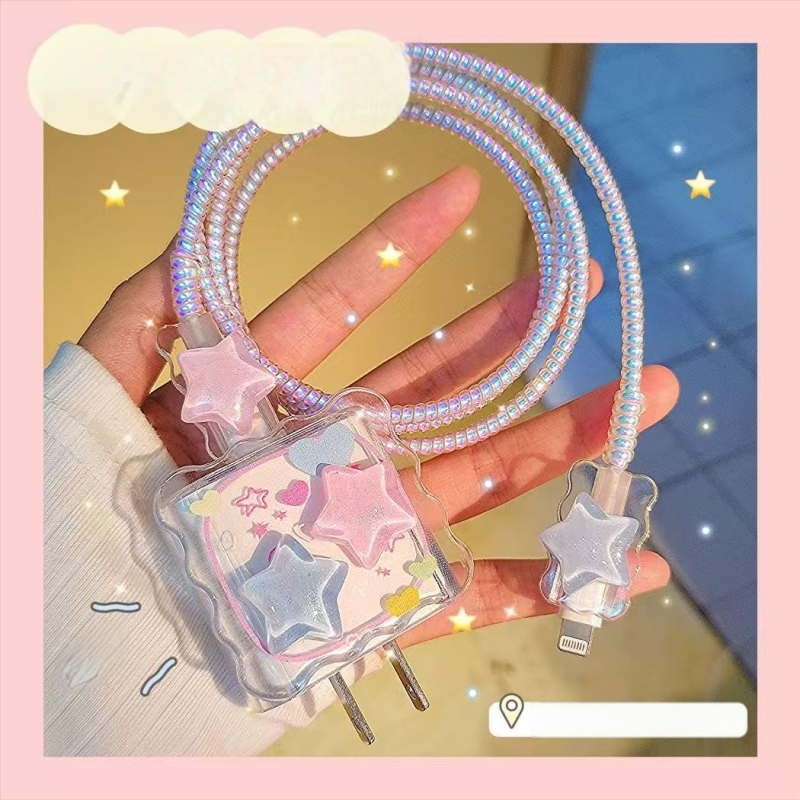 Datu kabeļa aizsarg vāciņš Apple 20W uzlādes kabelim, atvērts vēršanas tips, karikatūras vienkāršs stils, TPU un sveķi