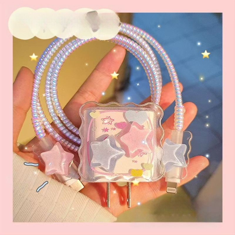 Datu kabeļa aizsarg vāciņš Apple 20W uzlādes kabelim, atvērts vēršanas tips, karikatūras vienkāršs stils, TPU un sveķi