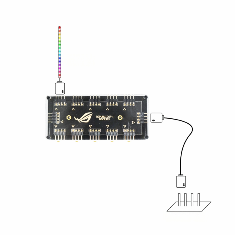 RGB osvetľovací hub 12V 4-pin, rozšírenie 1 na 10