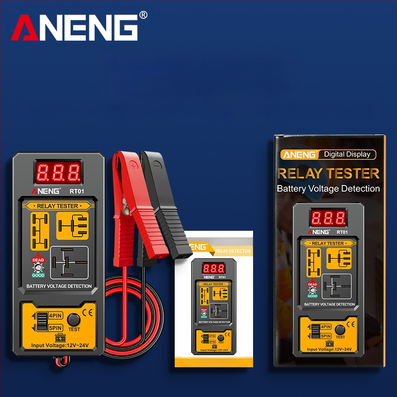 ANENG RT01 Detektor relé v aute s digitálnym testerom batérie, univerzálny 12V/24V, analýza relé s4- a 5-pinmi