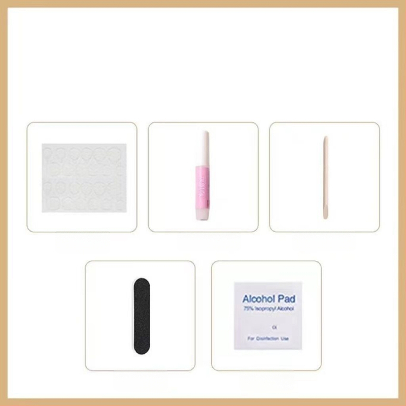 Dlhé kapkové umelé nechty s ružovým motívom, ultra tenké a bez švov, ručne vyrobené