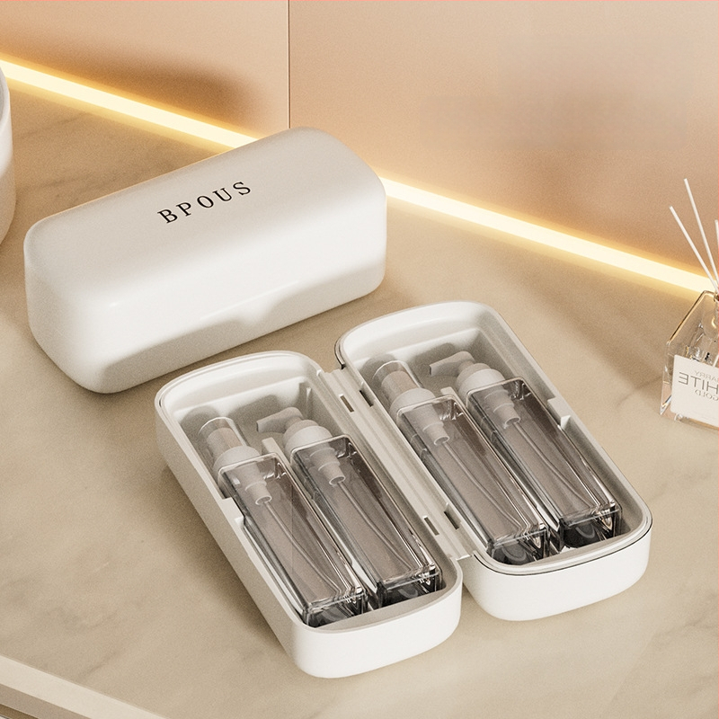 Znovu plniteľná sada fľaštičiek s jemným rozprašovačom, objem 50 ml, PP materiál, vstrekovacie formovanie, vhodné pre šampón, telové mlieko, parfém a očný krém