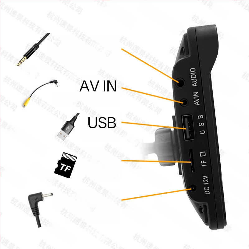 Automobilový LCD displej na montáž, IPS displej, model XSP-207, podpora CarPlay/Android Auto, 1024x600 rozlíšenie, univerzálna kompatibilita