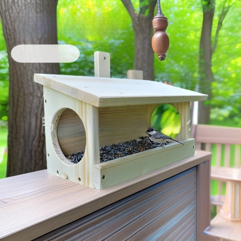 Drevená krmítka na stenu pre vtáky — DIY zostaviteľná krmítka pre vtáky a veveričky, materiál: bor z Nového Zélandu, model 65nsjpre