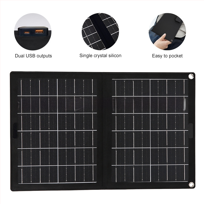 Saules enerģijas ārējā uzlādes soma ceļojumiem, salokāma (20W, 5V)