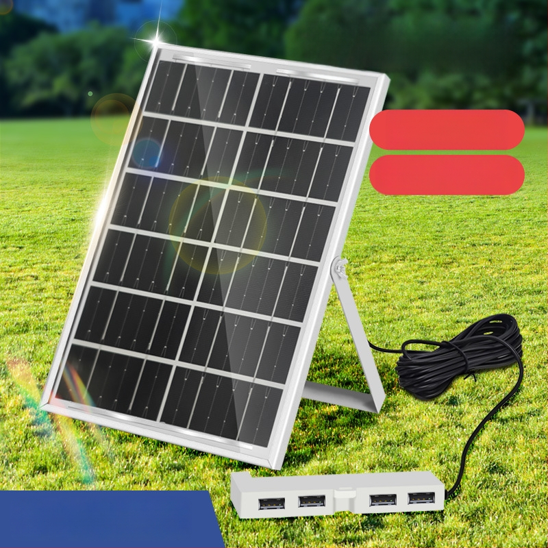 Solárny nabíjací panel pre vonkajšie mobilné zariadenia, 6W pri 5V, IP65, polymikrystalický kremík, 6–12 hodín osvetlenia