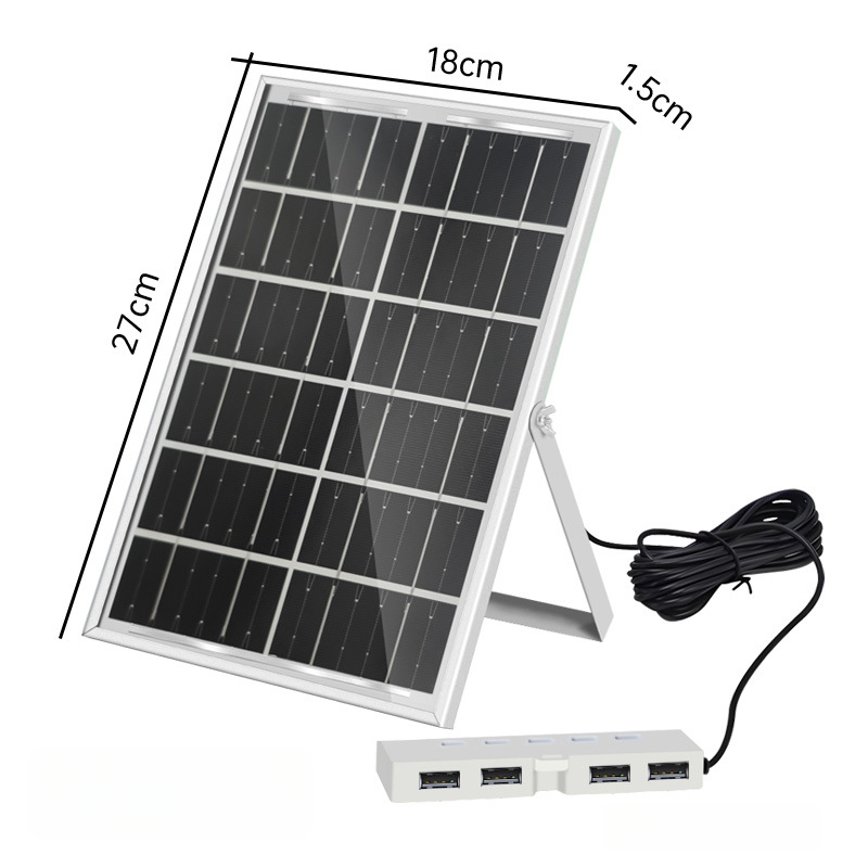 Solárny nabíjací panel pre vonkajšie mobilné zariadenia, 6W pri 5V, IP65, polymikrystalický kremík, 6–12 hodín osvetlenia