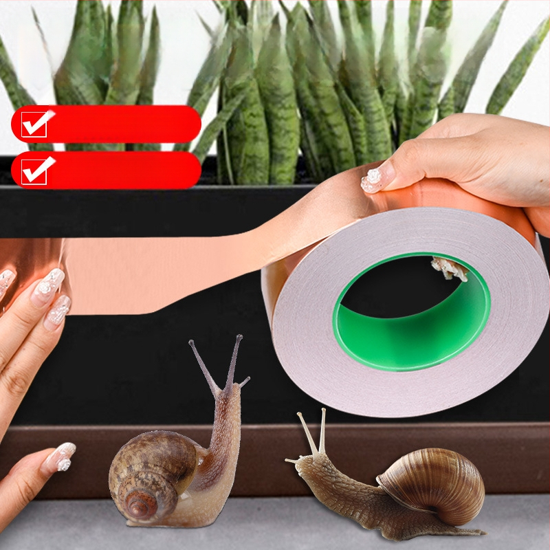 Dvostranná vodivá páska z meďného fóliového materiálu pre záhradu a ochranu stromov; samolepiaca, šírka 20–60 mm, dĺžka 50 m, hrúbka 0,1/0,06 mm, PVC uvoľňovací papier