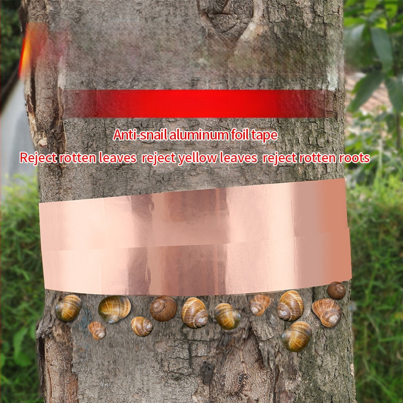 Dvostranná vodivá páska z meďného fóliového materiálu pre záhradu a ochranu stromov; samolepiaca, šírka 20–60 mm, dĺžka 50 m, hrúbka 0,1/0,06 mm, PVC uvoľňovací papier