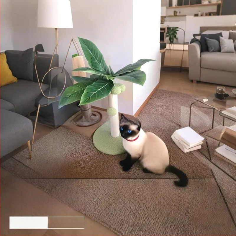 Drevený stĺpik na škrabanie pre mačky a lezecký rám s konopným lanom, jednoduchý štýl