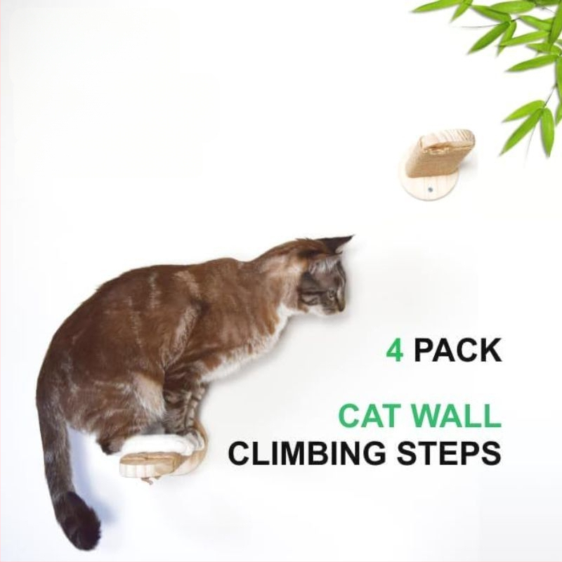 Masívny drevený nástenný lezecký rám pre mačky s integrovaným hniezdom, dekoratívnym rebríkom a skokovou platformou — Xingyu crafts