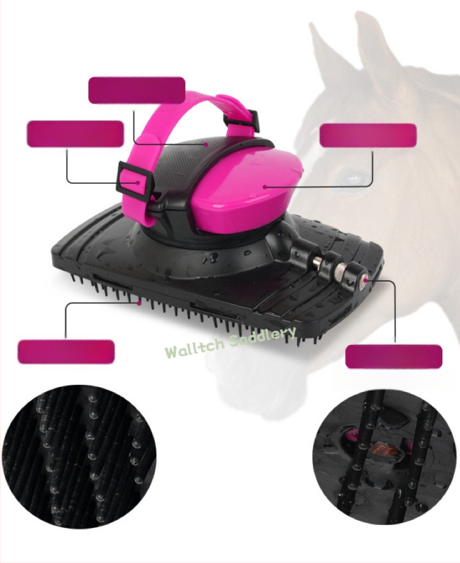 Set kef na starostlivosť o konia pre sedlo: masážna kefa, kefa na postrek vodou, čistiaca kozmetická kefa