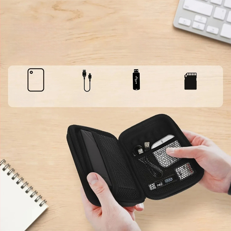 EVA skladovacia taška na slúchadlá, káble a mobilné pevné disky – proti pádu, odolná voči opotrebeniu, prispôsobiteľná podľa obrázka