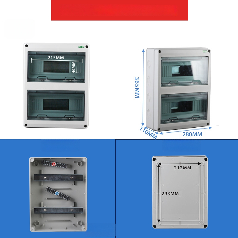 HT24 rozvádzač osvetlenia, plastový, povrchovo montovaný, IP65, 2 rady, 10–16 A