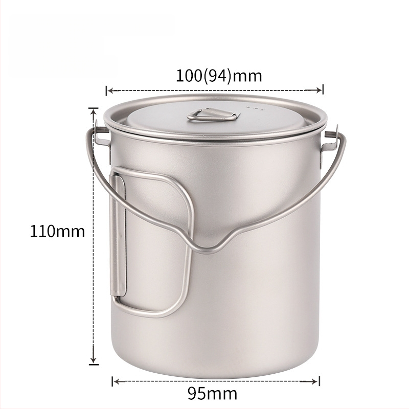 Externá šálka z čistého titánu s skladacím uchom, jednovrstvá dóza na obed s uzáverom 750 ml, valcovitý tvar, vysokoteplotná odolnosť, 120 g