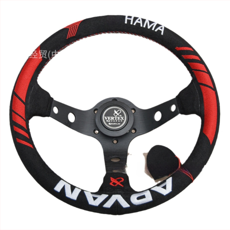 Pretekársky volán s VERTEX vyšívaním, univerzálne použitie (Materiál: zliatina; Typ: Pretekársky volán; Model: Univerzálny; Vhodné modely: Univerzálne; Spracovanie a prispôsobenie: Áno)