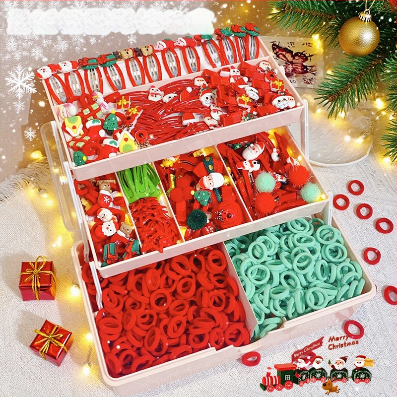 Sada vlasových doplnkov — ručne vyrábaná, vianočný kreslený motív, dizajn kresleného hrdinu, Séria princezien, kombinovaný set spon na vlasy a gumičiek