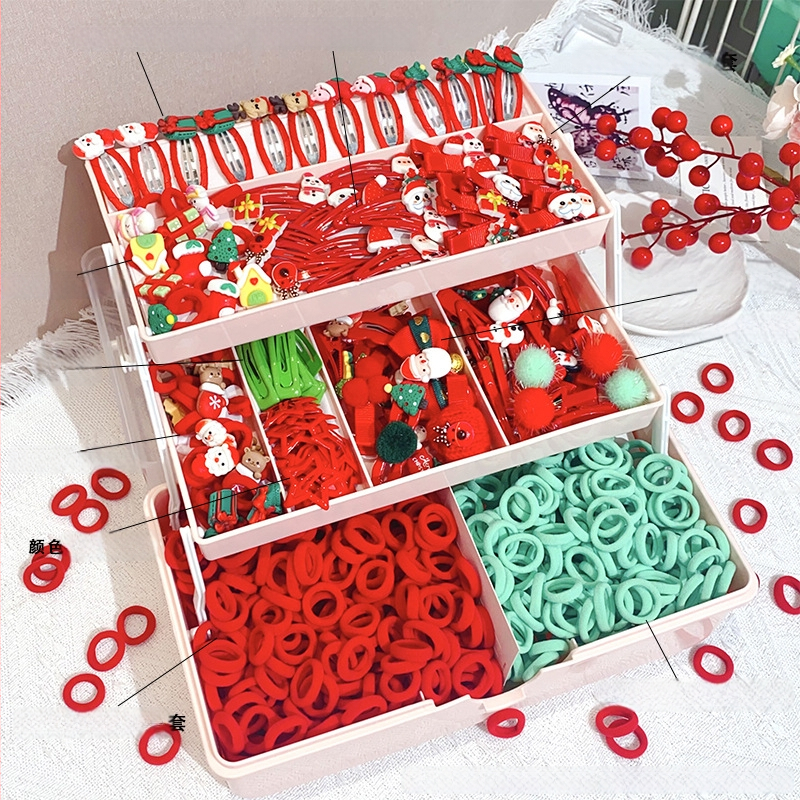 Sada vlasových doplnkov — ručne vyrábaná, vianočný kreslený motív, dizajn kresleného hrdinu, Séria princezien, kombinovaný set spon na vlasy a gumičiek