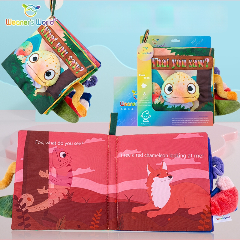 Interaktívna textilová knižka s chvostom pre bábätká a batoľatá, pratelná, hryzacia a odolná voči trhnutiu, vzdelávacia hračka pre predškolský vek